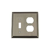 Solid Brass Deco Switchplate - Antique Pewter - Duplex/Toggle