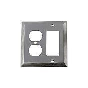 Solid Brass Deco Switchplate - Bright Chrome - Duplex/GFCI