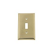 Solid Brass New York Switchplate - Unlacquered Polished Brass - Single Toggle