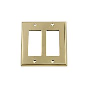 Solid Brass New York Switchplate - Unlacquered Polished Brass - Double GFCI