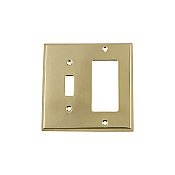 Solid Brass New York Switchplate - Unlacquered Polished Brass - GFCI/Toggle