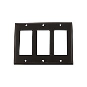 Solid Brass New York Switchplate - Timeless Bronze - Triple GFCI