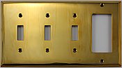 Polished Forged Unlacquered Brass Triple Toggle/Single GFCI Switchplate