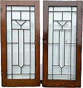 Pair of Antique Beveled Glass Cabinet Doors - Circa 1900