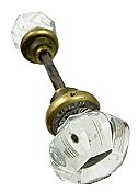 Antique Etched Petite 8-Point Octagon Crystal / Glass Door Knob Pair for French Door by Technical Glass Co. - Circa 1926