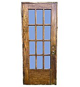 Antique 32” x 80-1/4” Oak Exterior Door w/ 12 Beveled Glass Panes - Circa 1900