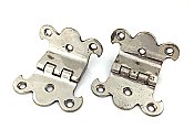 Antique Pair of Nickel 3/4" Offset Nickel Plated Icebox Hinges