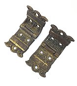 Antique 1/2" Offset Ornate Icebox Hinge Pair