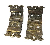 Antique 1/2" Offset Ornate Icebox Hinge Pair