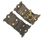 Antique 1/2" Offset Ornate Icebox Hinge Pair