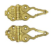 Antique Pair of 1/2" Offset Cast Brass Icebox Hinges - Circa 1880