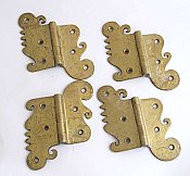 Set of 4 Brass Antique 1/2" Offset Icebox Hinges