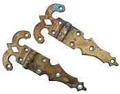 Antique Pair of Large Cast Brass Icebox Hinges