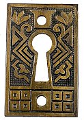 Antique Bronze Plated Cast Iron "Canton" Design Keyhole Escutcheon or Cover by P. & F. Corbin - Circa 1905