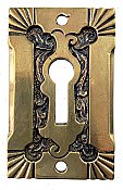 Antique Cast Bronze "Empire" Design Keyhole Escutcheon Plate by P. & F. Corbin - Circa 1892