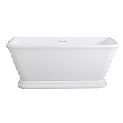 60-Inch Acrylic Double Ended Pedestal Tub with Square Overflow and Pop-Up Drain, White