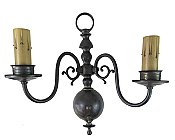 Antique Brass Colonial Revival Double Arm Sconce - Circa 1930
