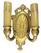 Antique Cast Brass Double Arm Wall Sconce - Circa 1930