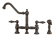 Vintage III Plus Bridge Faucet with Swivel Spout, Lever Handles and Solid Brass Side Spray -  Oil Rubbed Bronze Finish