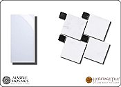 Marble Mosaics Honed Marble Zanzibar Tile Sample Card in 'Carrara White' with 'Jet Black'  Dot