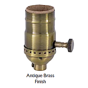 Brass Shell Lamp Socket with Turn Knob & 3-Way Interior - No UNO Thread-Antique Brass