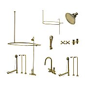 Kingston Brass CCK4143AX Vintage Clawfoot Tub Faucet Package with Shower Enclosure, Antique Brass