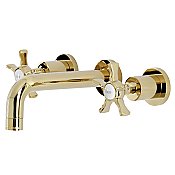 Kingston Brass KS8122NX Hamilton Two-Handle Wall Mount Bathroom Faucet, Polished Brass