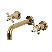 Kingston Brass KS8122BX Metropolitan 2-Handle 8 in. Wall Mount Bathroom Faucet, Polished Brass
