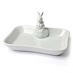 Rabbit White Ceramic Soap Dish