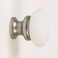 White Frosted Glass & Brushed Nickel Knob