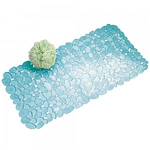 Pebblz Non-Slip Suction Bath Mat for Shower, Bathtub - Aqua Blue