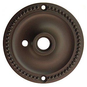 Beaded Doorknob Rosette, with Privacy Button Hole - Oil Rubbed Bronze