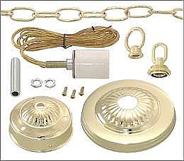 Brass-Plated Pendant Ceiling Fixture Kit, 3-1/4" Fitter