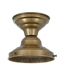 Schoolhouse Flush Light Fixture, 6" Fitter, Antique Brass