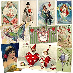 Set of 10 Antique Valentine's Day Postcards - Reprints