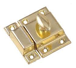 Large Economy Cabinet Latch - Oval Knob - Polished Brass