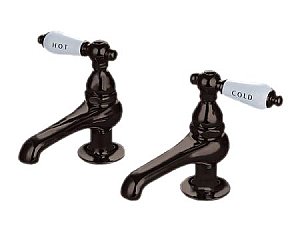 Kingston Brass Basin Faucet, Porcelain Levers - Oil Rubbed Bronze