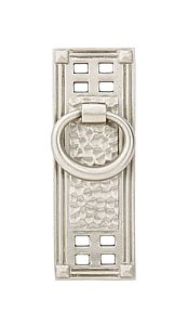 Arts & Crafts Collection Hammered Vertical Ring Pull - Satin Nickel