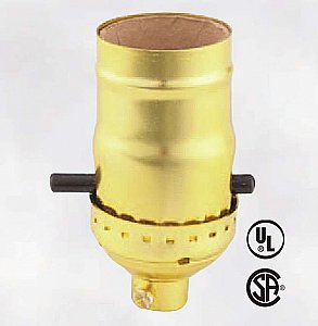Standard Push-Thru Polished Brass Electrolier Socket - Leviton Brand