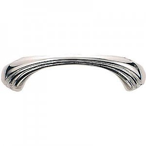 Art Deco Cabinet Pull, 3 inch on center, Polished Nickel