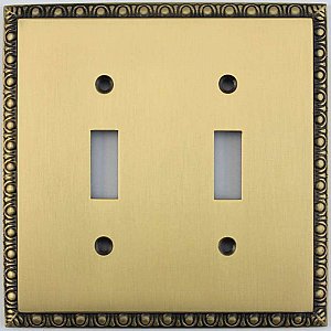 Egg And Dart Antique Brass Forged Double Toggle Switchplate / Cover Plate