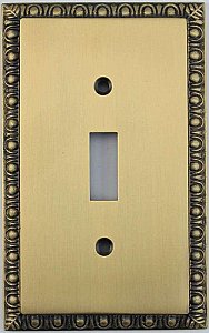 Egg And Dart Antique Brass Forged Single Toggle Switchplate / Cover Plate