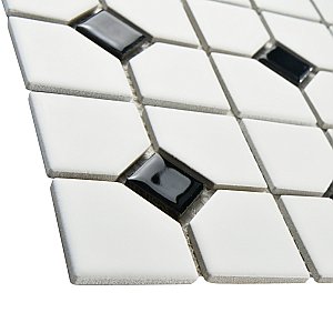 Oxford Matte Wht w/Blk Dot 11-1/2" x 11-1/2" Porcelain Mosaic Tile - 10 Tiles Per Case - 9.4 Sq. Ft.