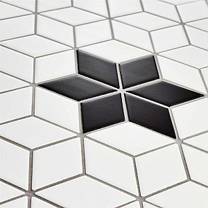 Metro Rhombus Matte Black Porcelain Mosaic - Sold Per Case of 10 - 9.04 Square Feet