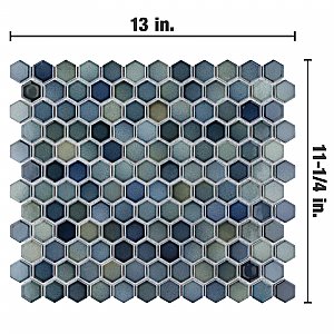 Hudson Hex 1" Atlantis Porcelain Mosaic Tile - Per Case of 10 Sheets - 11.20 Sq. Ft. Per Case