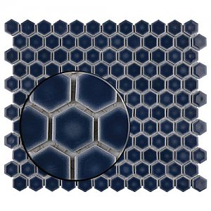Hudson Hex 1" Glazed Porcelain Mosaic Tile - Denim Blue - Case of 10 Pieces - 11.14 Square Feet Per Case