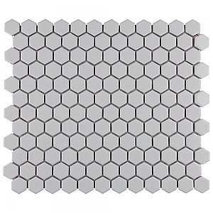 Metro 1" Hex Glossy White Porcelain Mosaic Tile - Per Case of 10 - 8.5 Square Feet