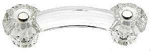 Clear Glass Fluted Bridge Pull, Front Mounted, 3" On Center