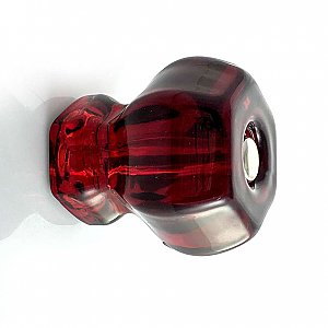 Ruby Red 1-1/2" Glass Hexagonal Knob, Front Mounted