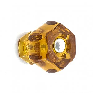 Amber 1-1/4" Glass Hexagonal Knob, Front Mounted